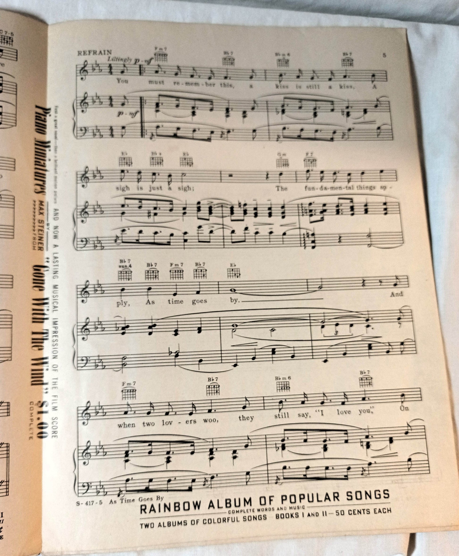 As Time Goes By Casablanca Bogart Bergman Hupfeld Sheet Music 1931 - TulipStuff