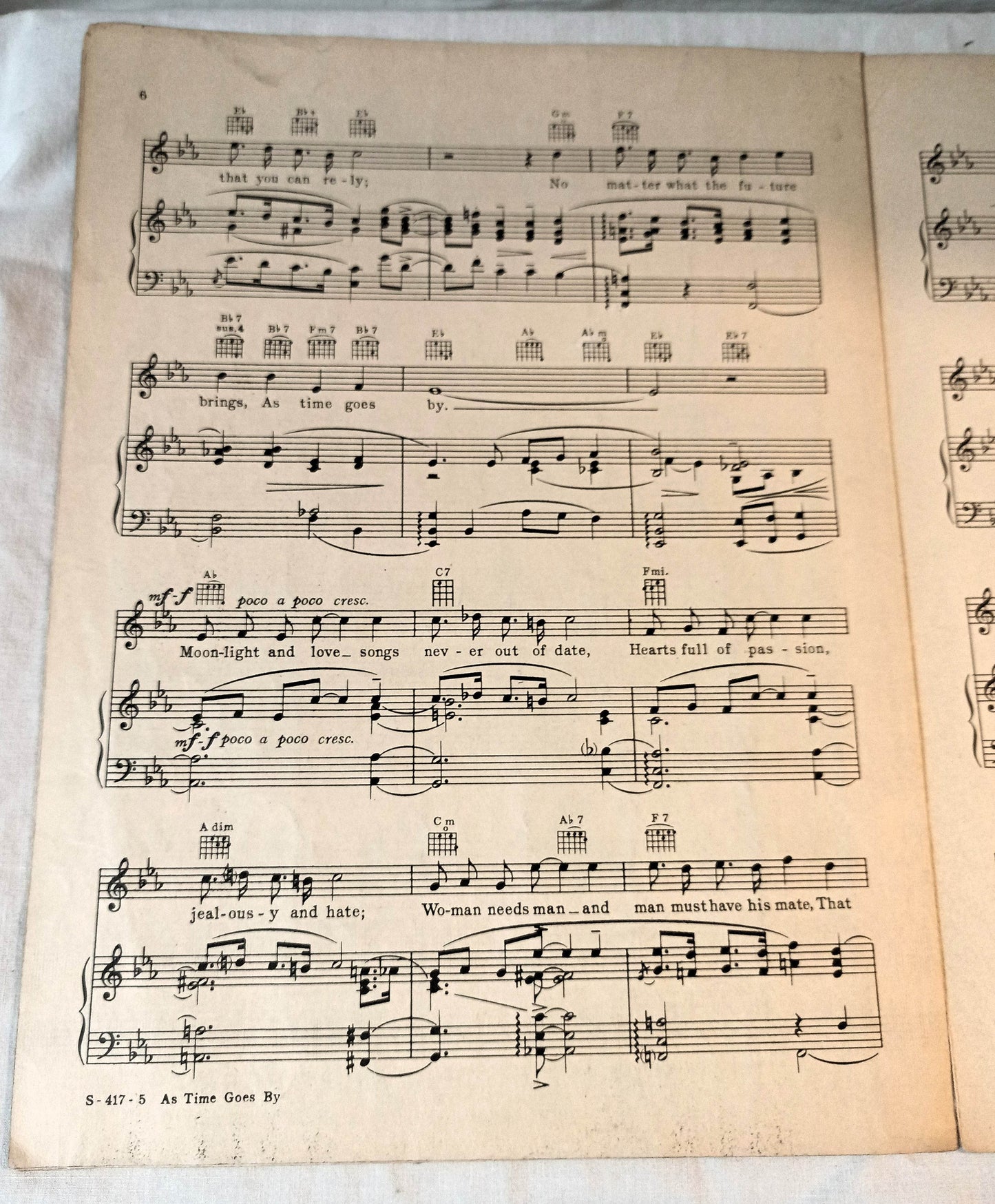 As Time Goes By Casablanca Bogart Bergman Hupfeld Sheet Music 1931 - TulipStuff