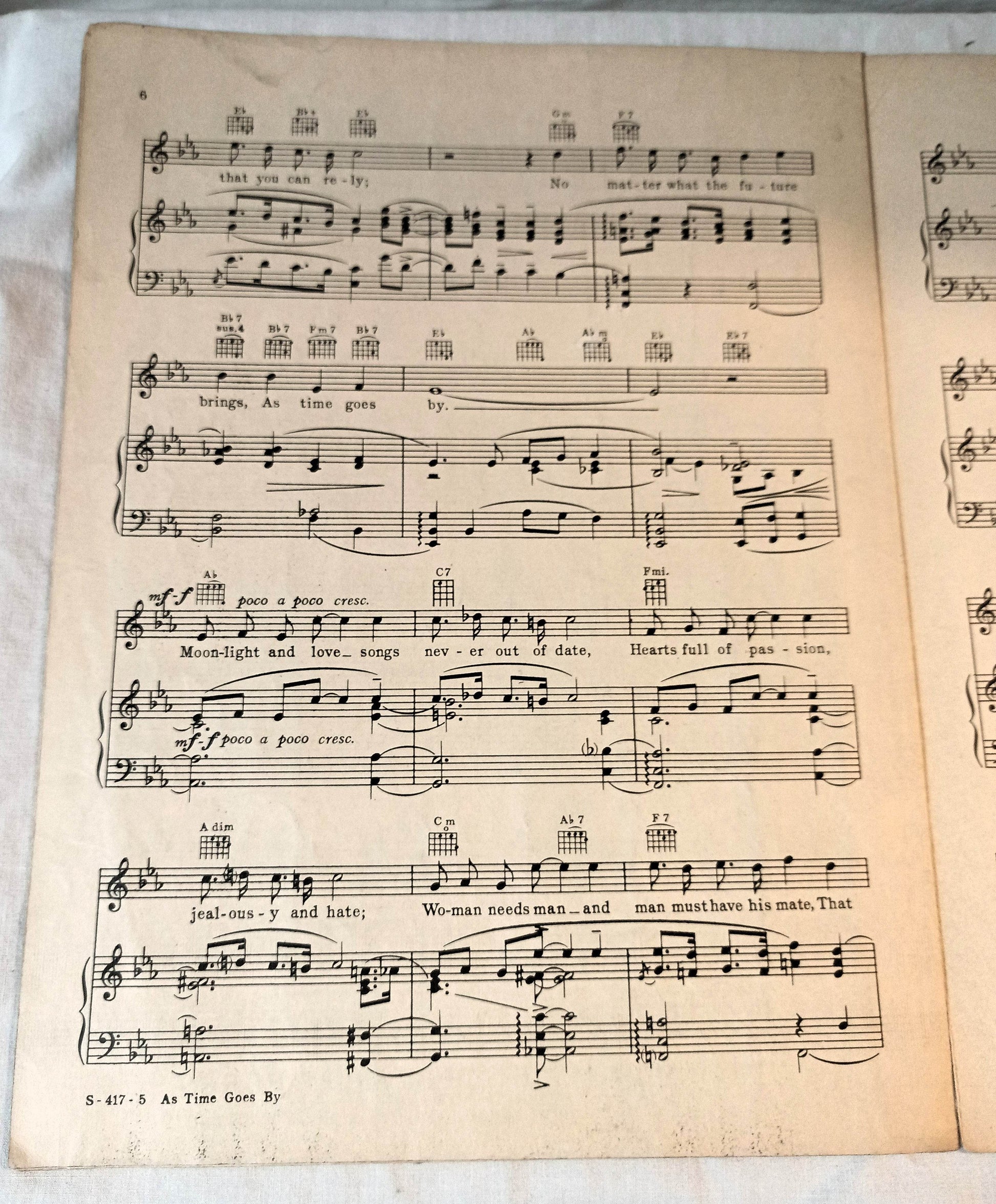 As Time Goes By Casablanca Bogart Bergman Hupfeld Sheet Music 1931 - TulipStuff