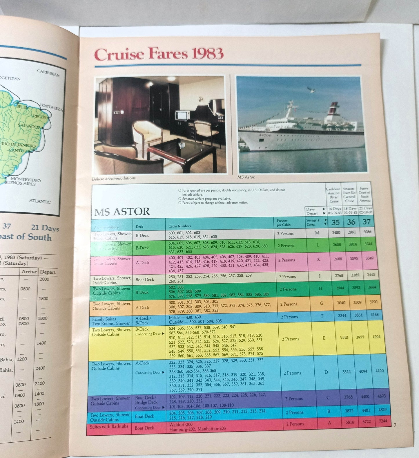 Astor United Cruises ms Astor 1983 Caribbean South America Cruise Brochure - TulipStuff