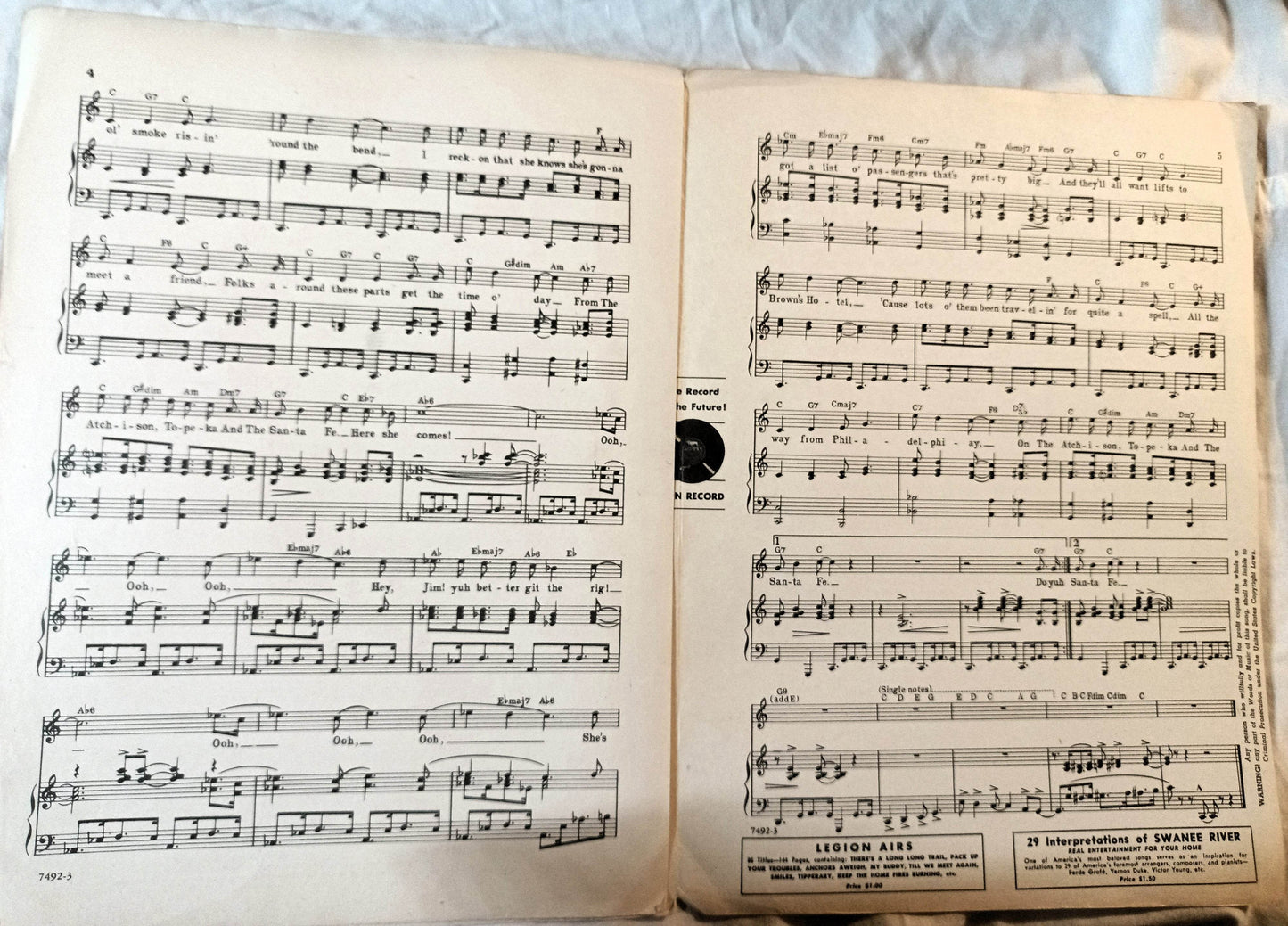 On The Atchison Topeka And The Santa Fe Judy Garland Sheet Music 1934 - TulipStuff