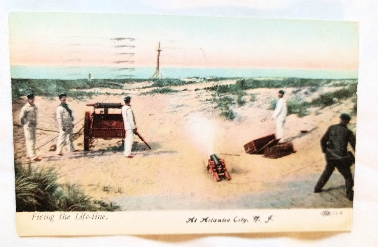 Firing The Lifeline US Life-Saving Service Training Atlantic City 1908 - TulipStuff