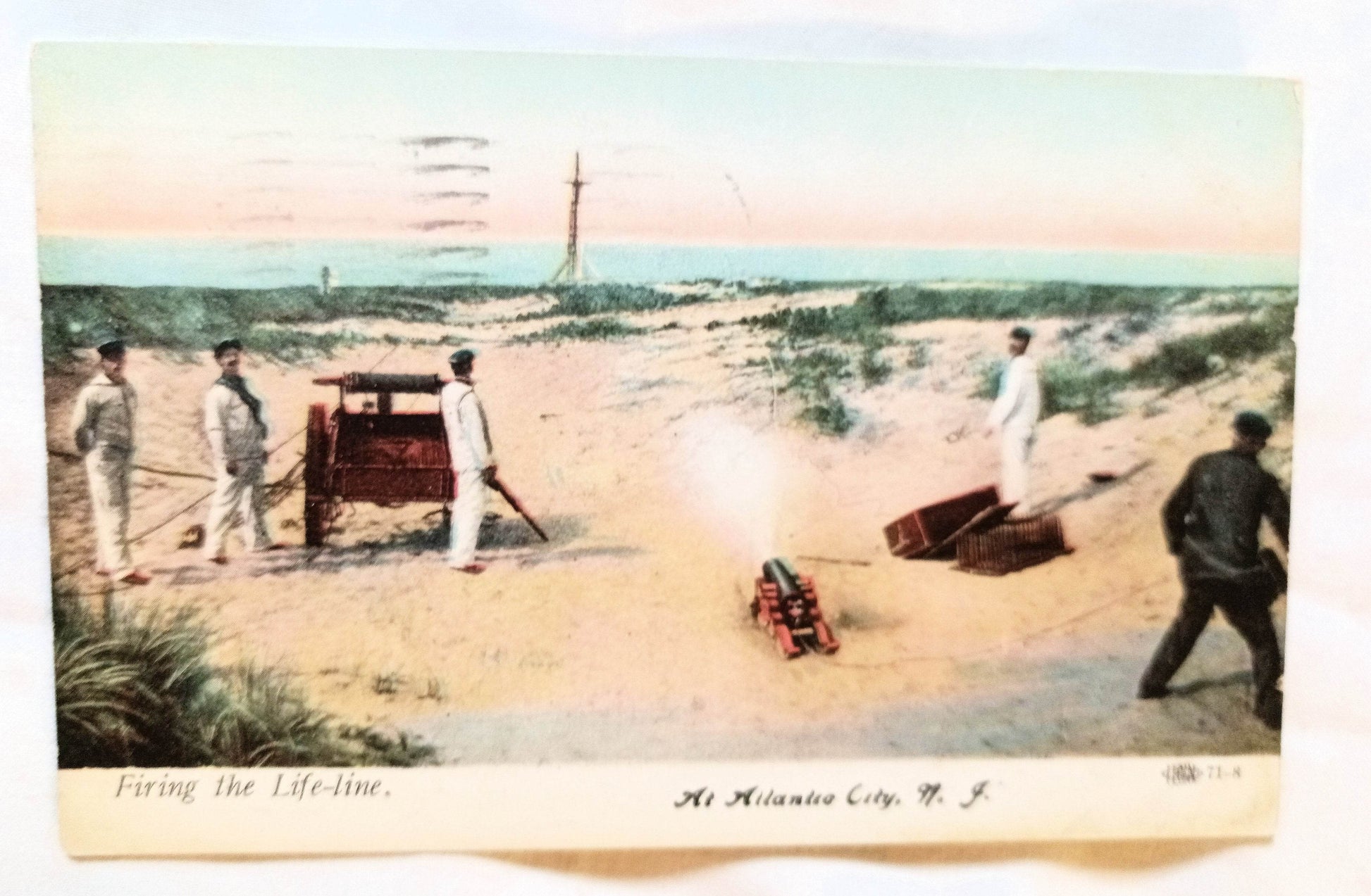 Firing The Lifeline US Life-Saving Service Training Atlantic City 1908 - TulipStuff