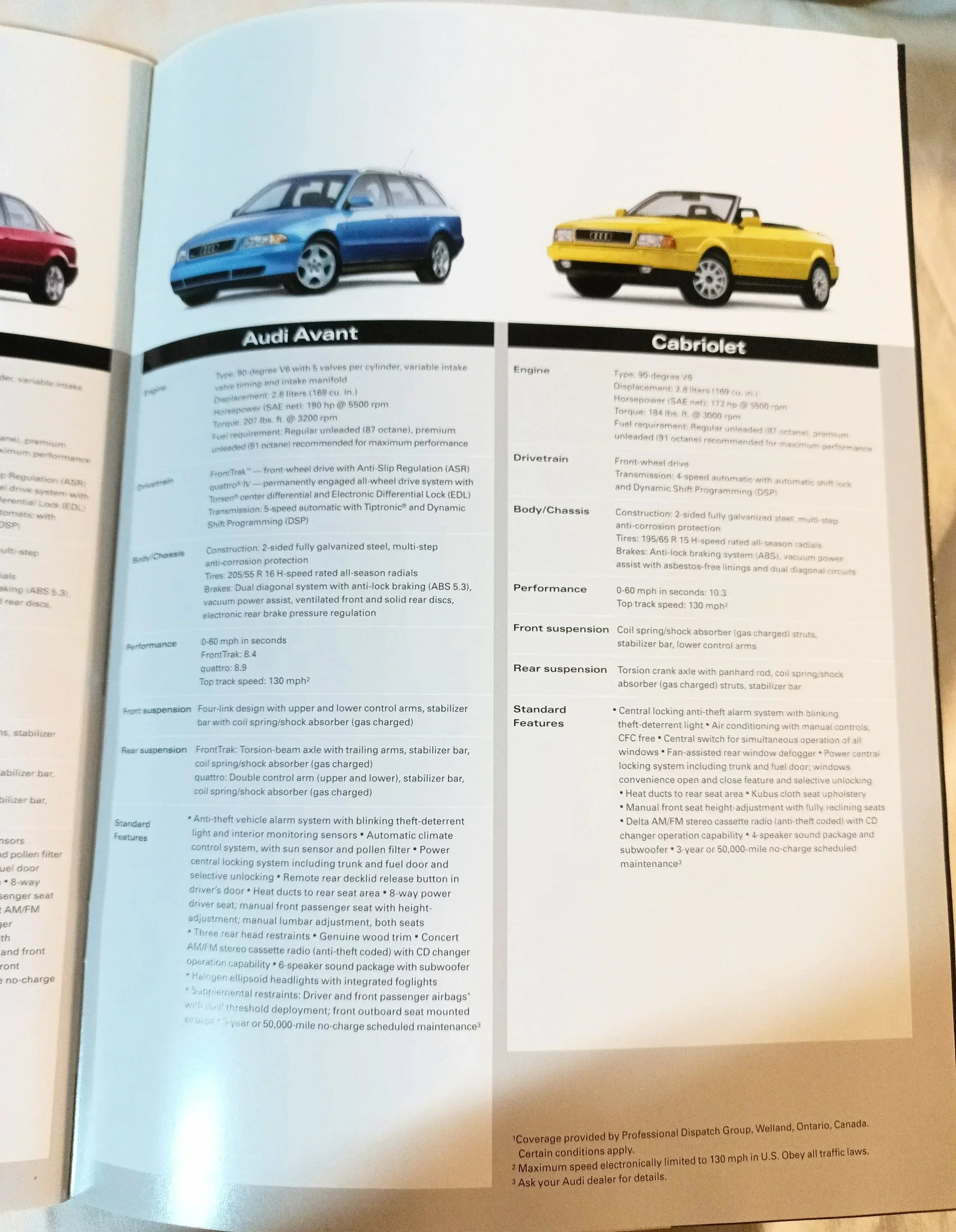 Audi 1998 Full Line Dealer Sales Brochure A4 Avant Cabriolet A6 A8