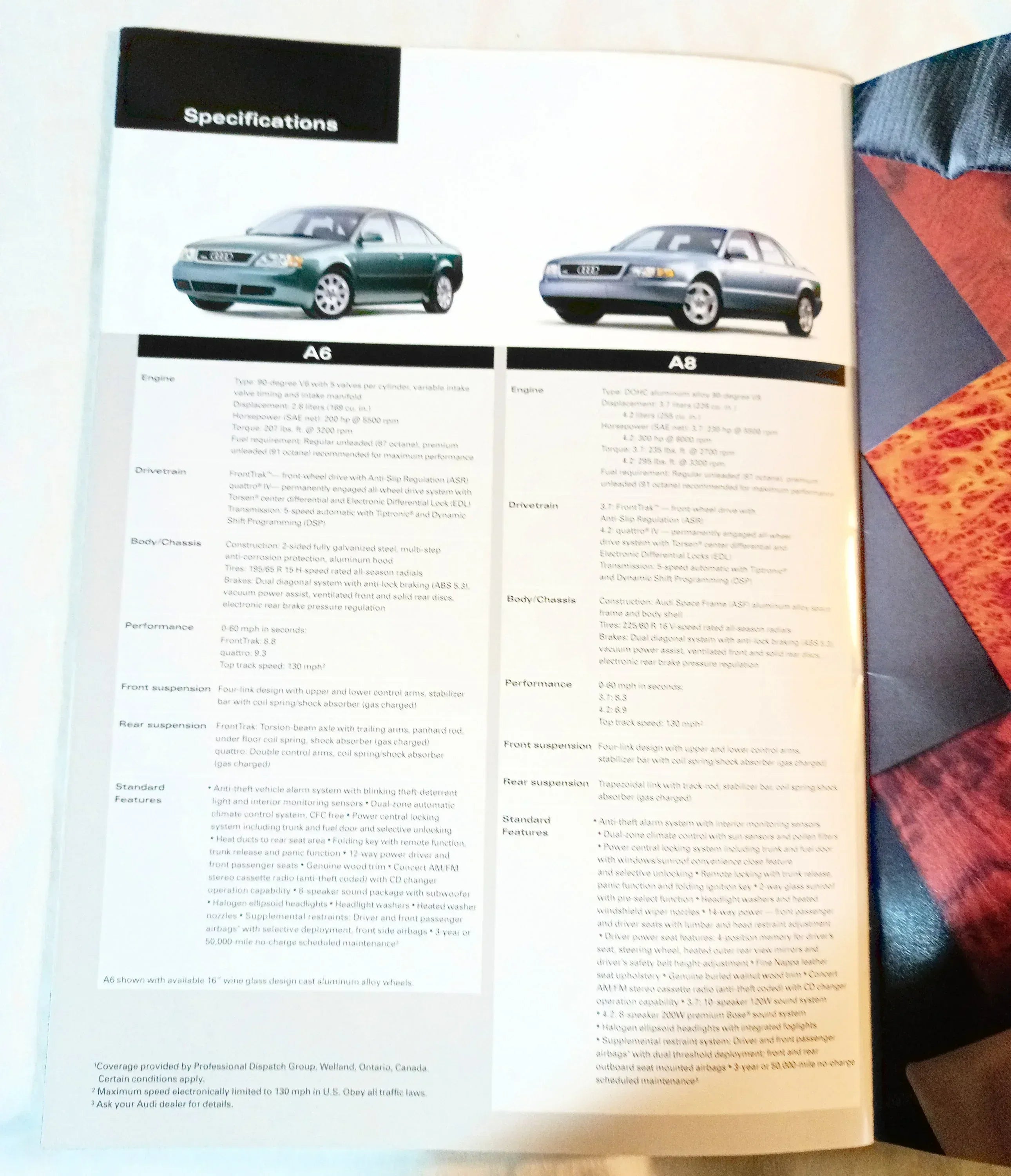 Audi 1998 Full Line Dealer Sales Brochure A4 Avant Cabriolet A6 A8