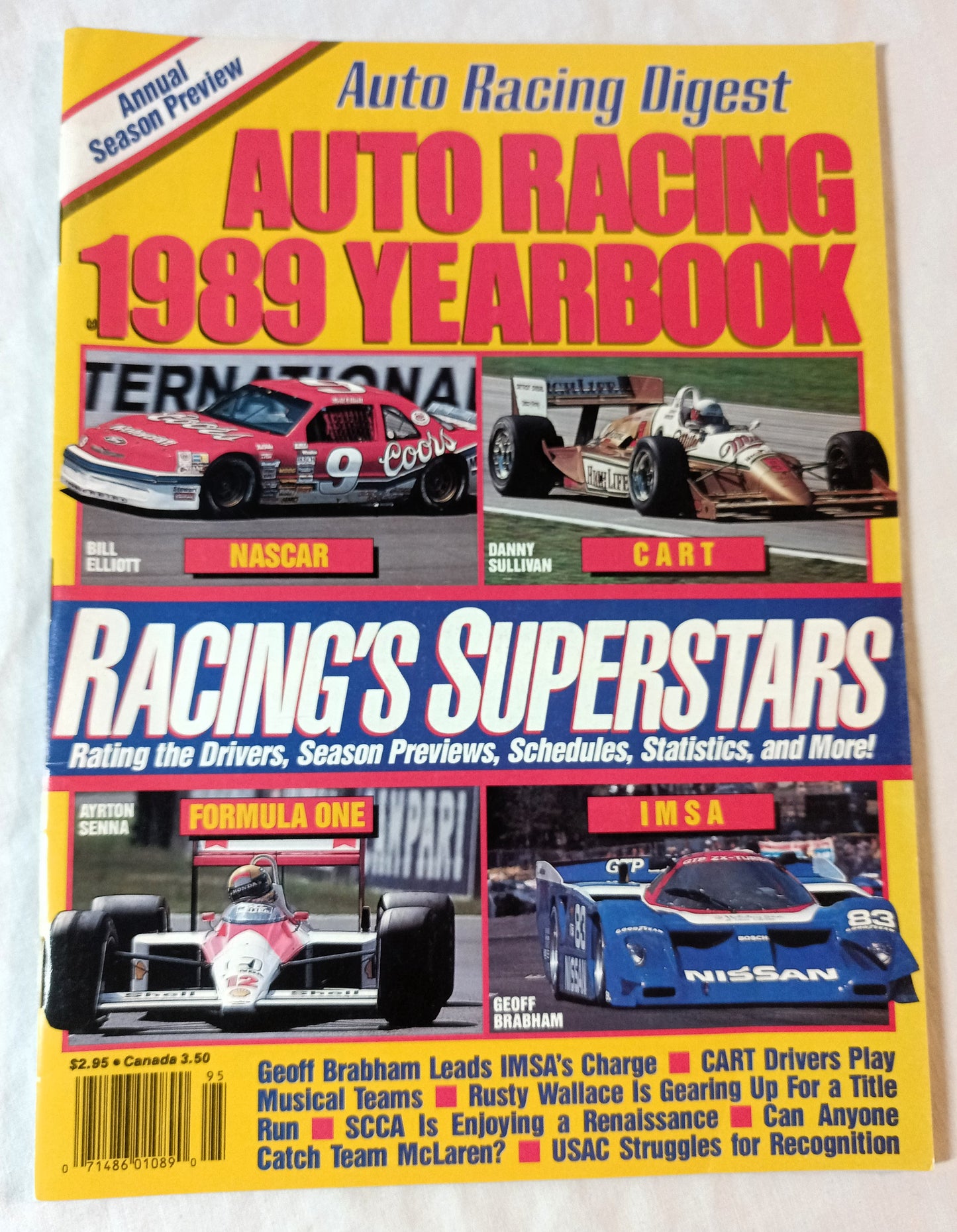 Auto Racing Digest 1989 Yearbook Annual Season Preview NASCAR CART IMSA - TulipStuff