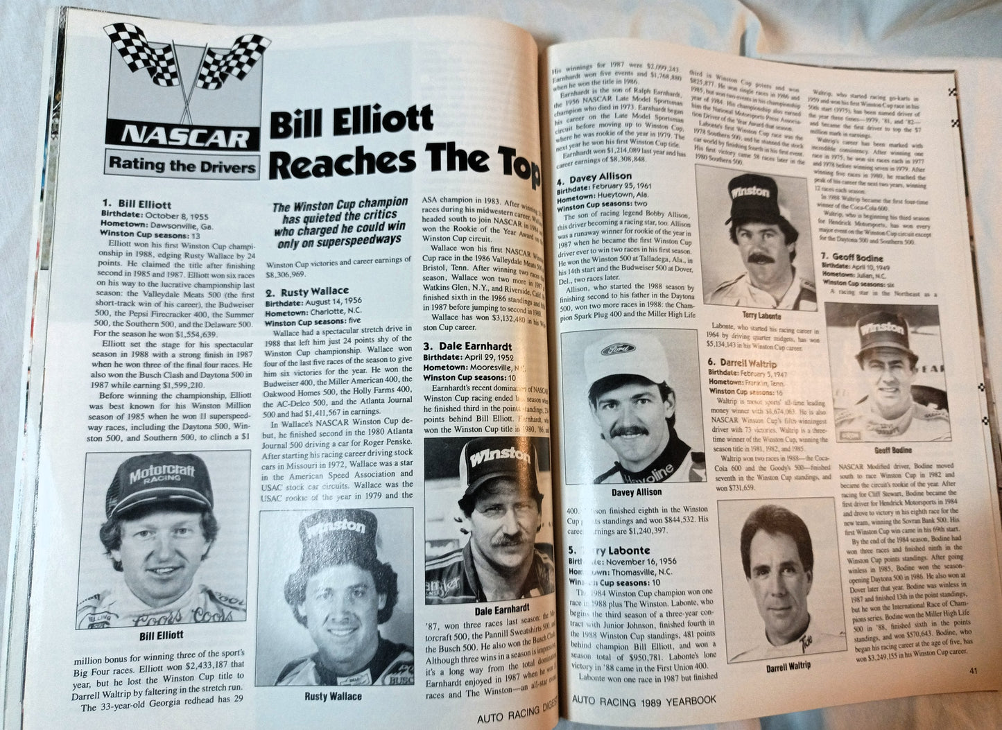 Auto Racing Digest 1989 Yearbook Annual Season Preview NASCAR CART IMSA - TulipStuff