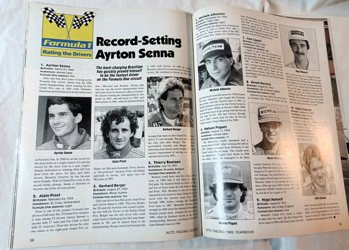 Auto Racing Digest 1989 Yearbook Annual Season Preview NASCAR CART IMSA - TulipStuff