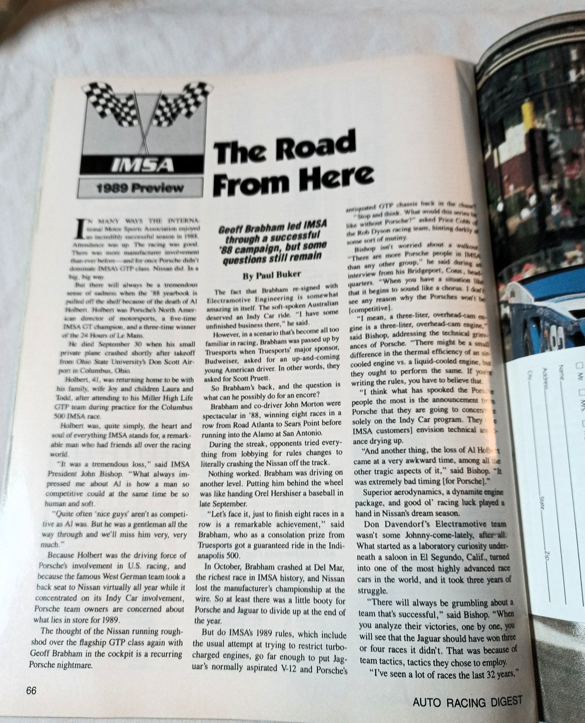 Auto Racing Digest 1989 Yearbook Annual Season Preview NASCAR CART IMSA - TulipStuff