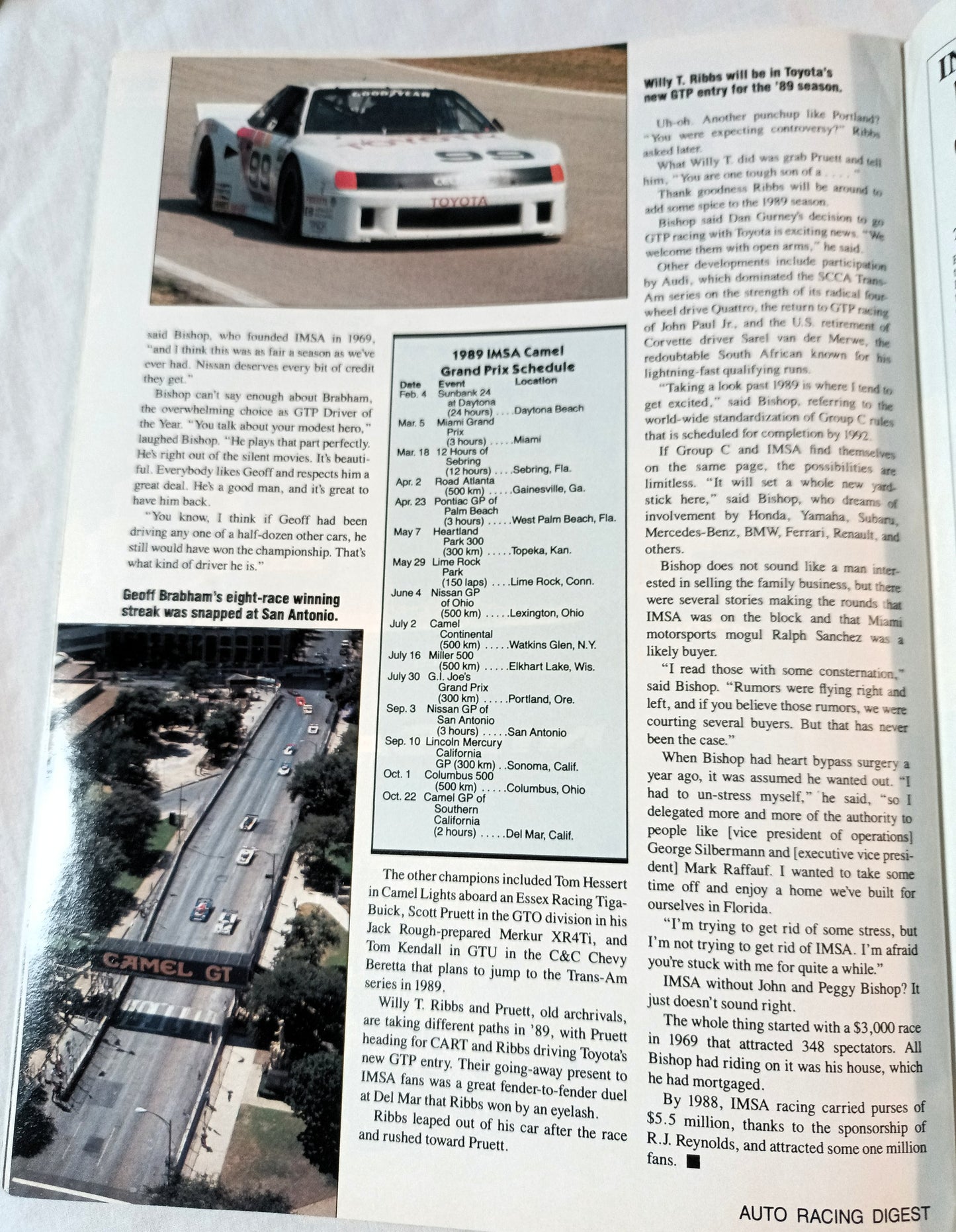 Auto Racing Digest 1989 Yearbook Annual Season Preview NASCAR CART IMSA - TulipStuff