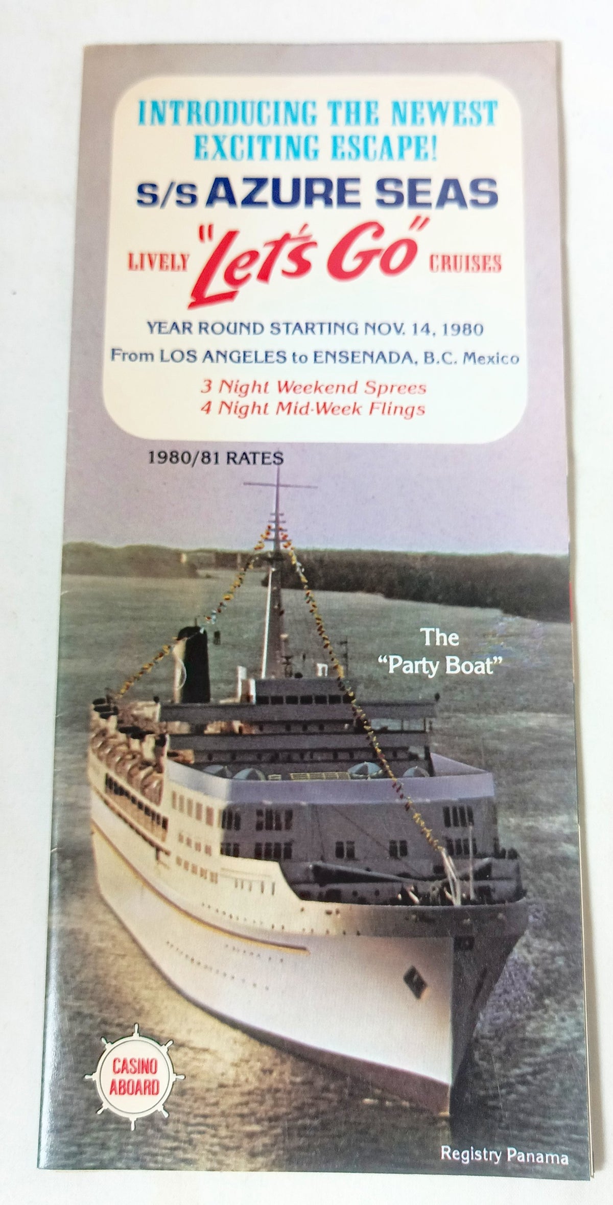 Western Cruise Lines Azure Seas 1980 LA Mexico Cruises Intro Brochure - TulipStuff