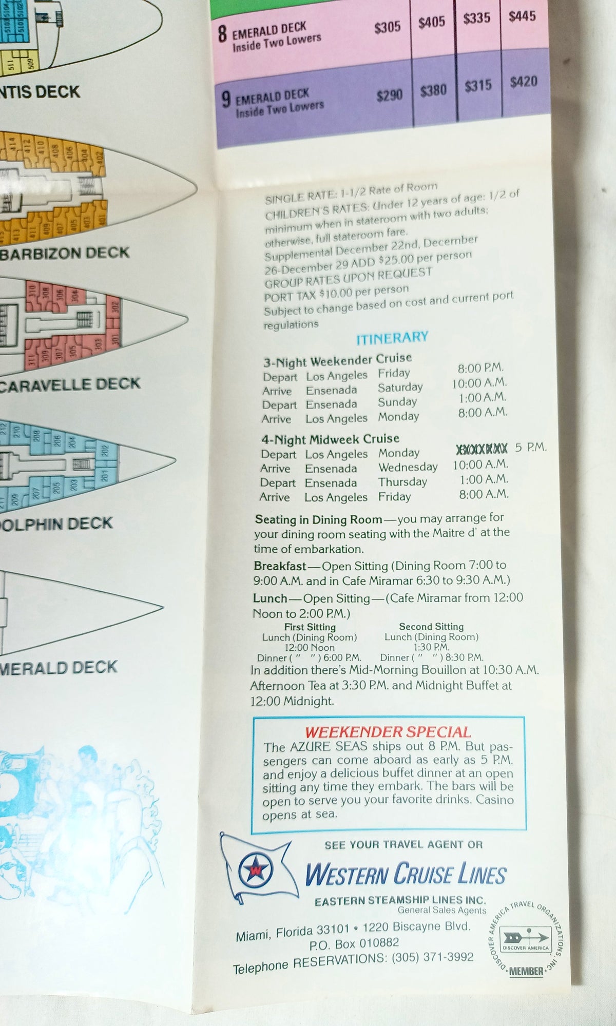 Western Cruise Lines Azure Seas 1980 LA Mexico Cruises Intro Brochure - TulipStuff