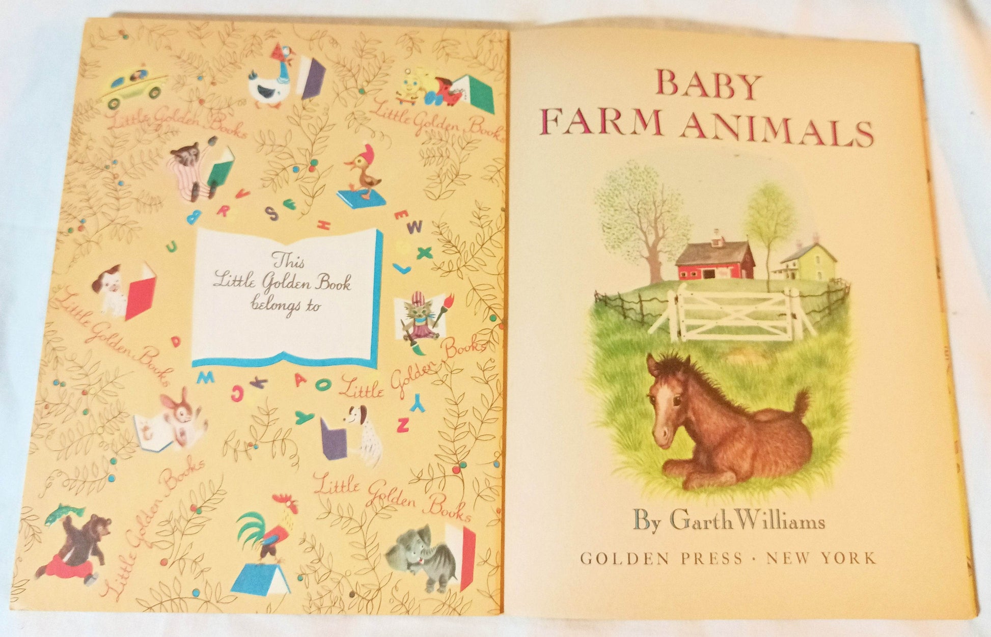 Baby Farm Animals Garth Williams Little Golden Book Hardcover 1958 - TulipStuff