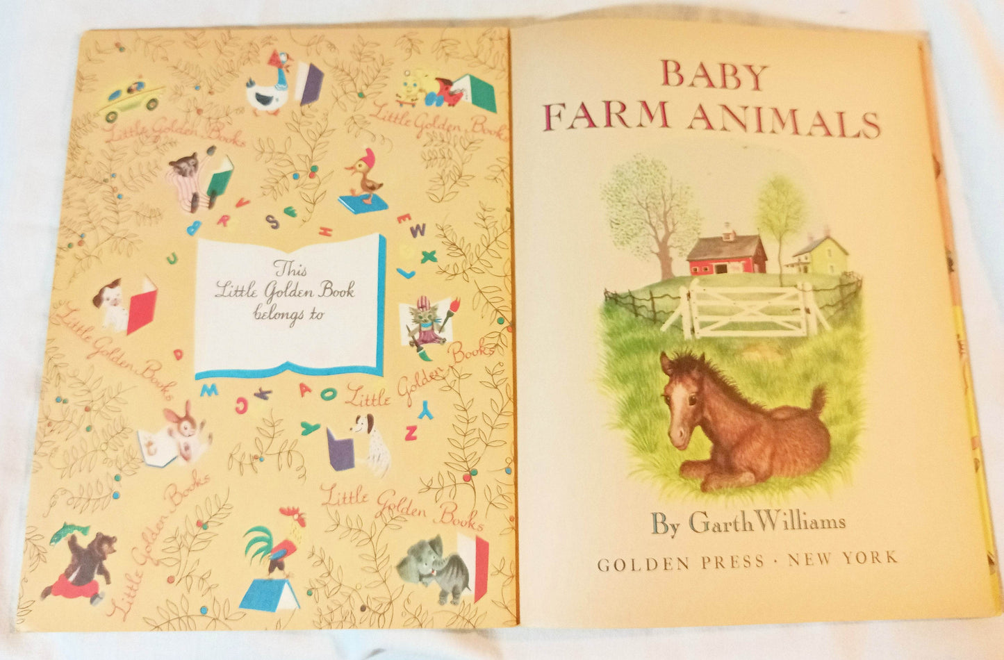 Baby Farm Animals Garth Williams Little Golden Book Hardcover 1958 - TulipStuff