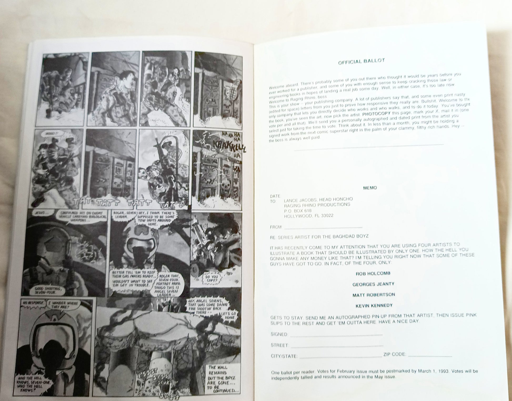 Baghdad Boyz Adventures In Time Book One Raging Rhino 1993 1st Printing - TulipStuff