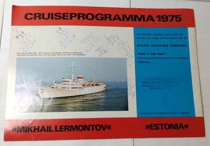 Baltic Shipping Mikhail Lermontov Alexandr Pushkin Estonia 1975 Dutch Brochure - TulipStuff