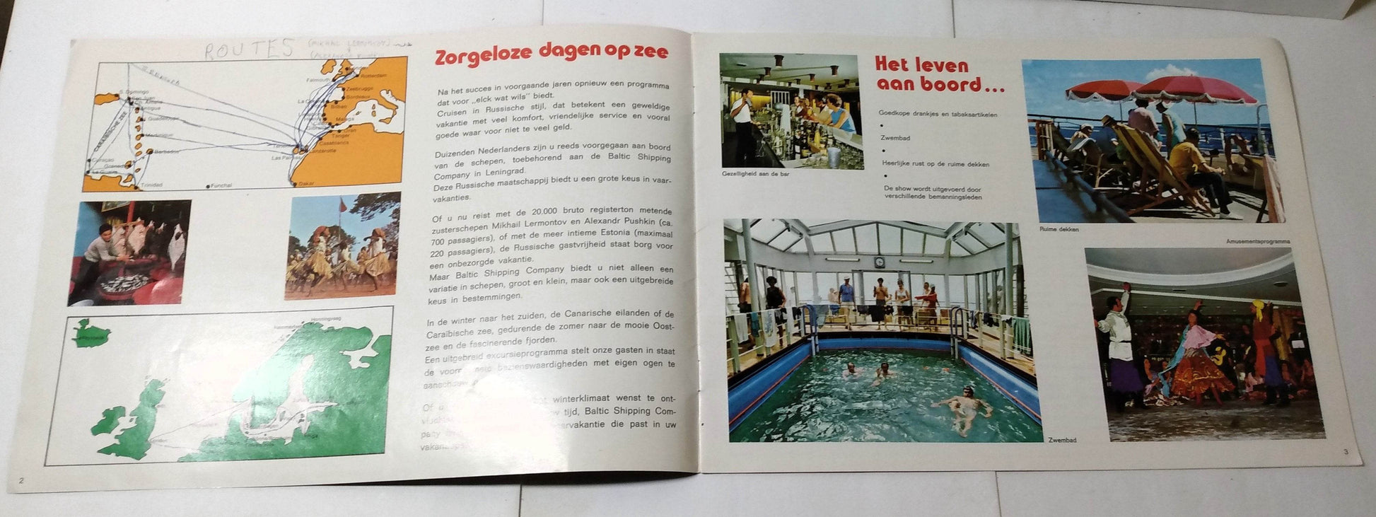 Baltic Shipping Mikhail Lermontov Alexandr Pushkin Estonia 1975 Dutch Brochure - TulipStuff