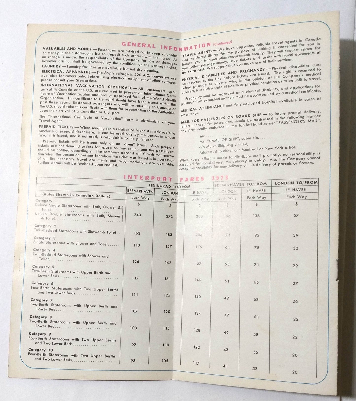 Baltic Shipping Co Mikhail Lermontov Alexandr Pushkin 1973 Cruise Brochure - TulipStuff