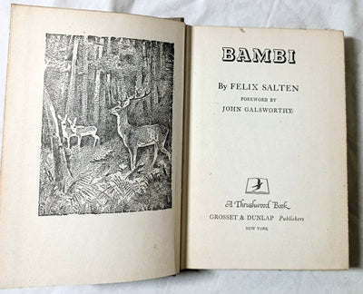 Bambi by Felix Salten Thrushwood Books Grosset Dunlap Hardcover 1929 - TulipStuff