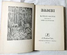 Load image into Gallery viewer, Bambi by Felix Salten Thrushwood Books Grosset Dunlap Hardcover 1929 - TulipStuff
