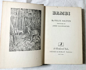 Bambi by Felix Salten Thrushwood Books Grosset Dunlap Hardcover 1929 - TulipStuff