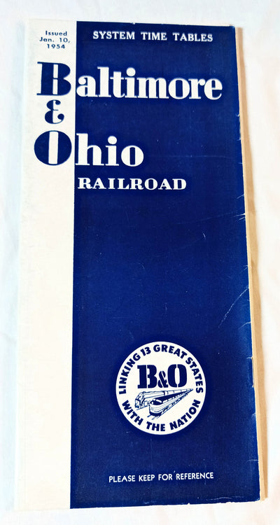 Baltimore & Ohio Railroad B&O Passenger Train System Timetables 1954 - TulipStuff