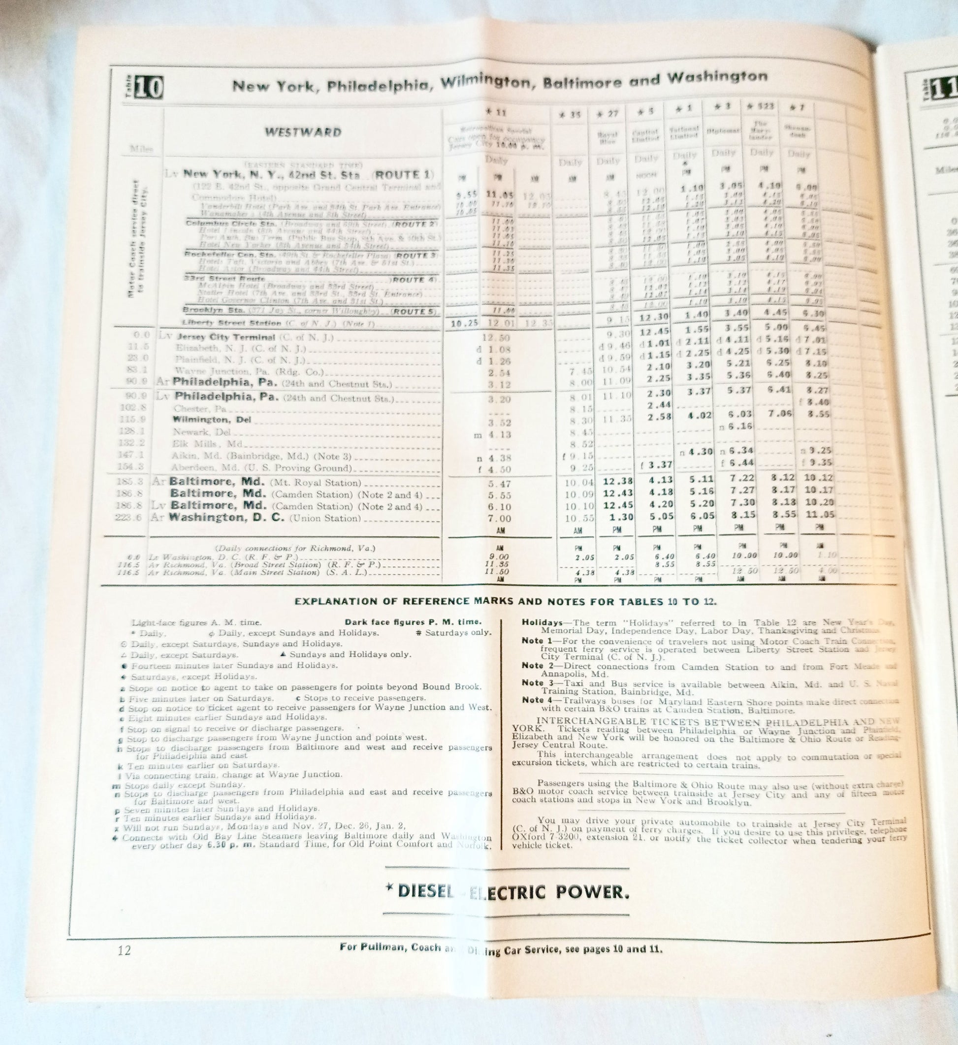 Baltimore & Ohio Railroad B&O Passenger Train System Timetables 1954 - TulipStuff