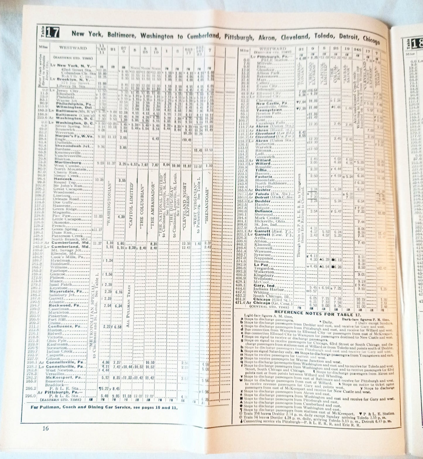 Baltimore & Ohio Railroad B&O Passenger Train System Timetables 1954 - TulipStuff