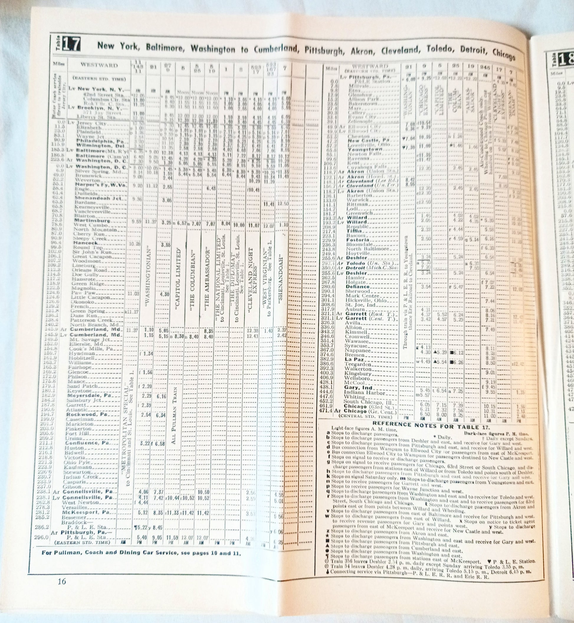 Baltimore & Ohio Railroad B&O Passenger Train System Timetables 1954 - TulipStuff
