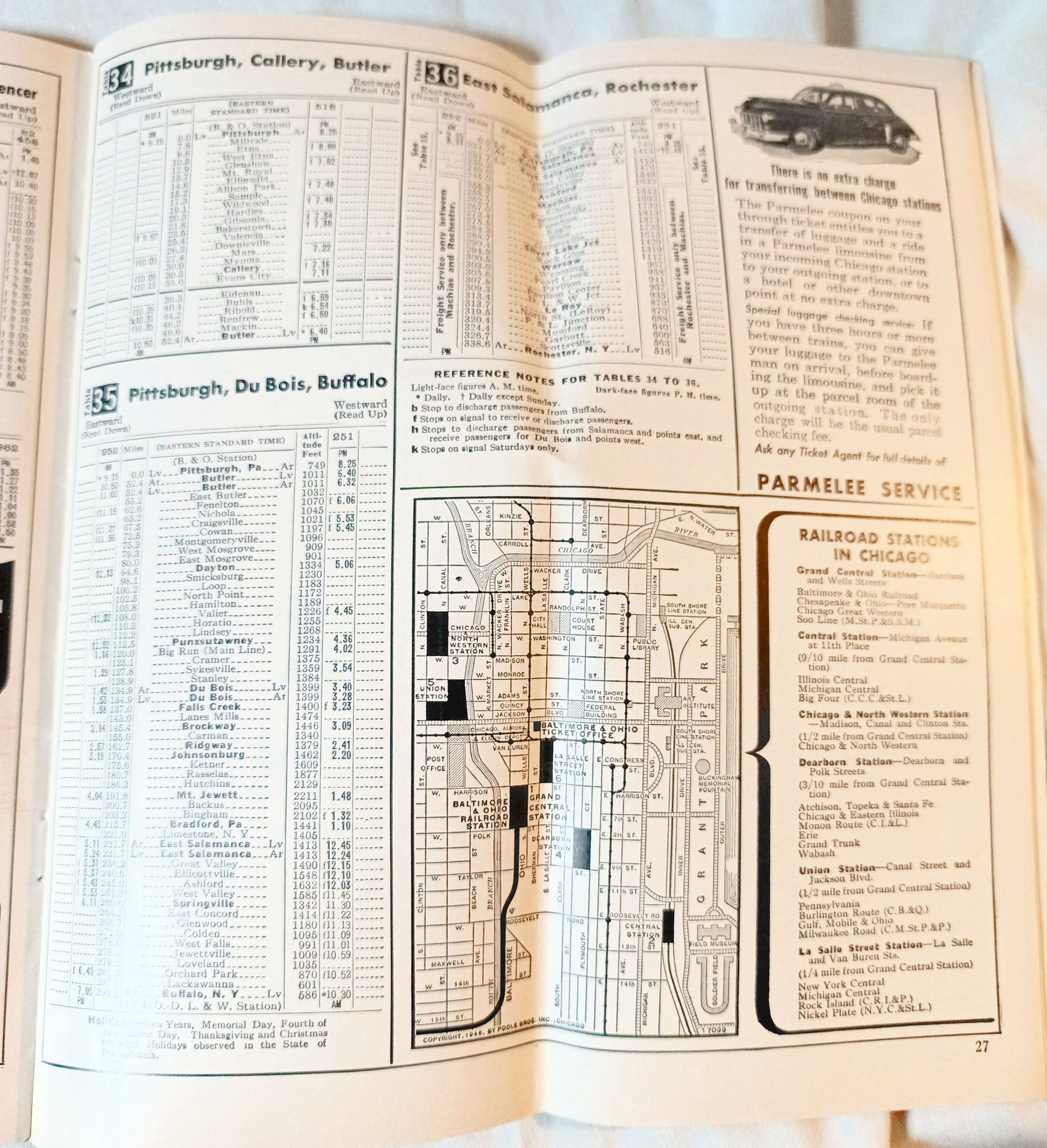 Baltimore & Ohio Railroad B&O Passenger Train System Timetables 1954 - TulipStuff