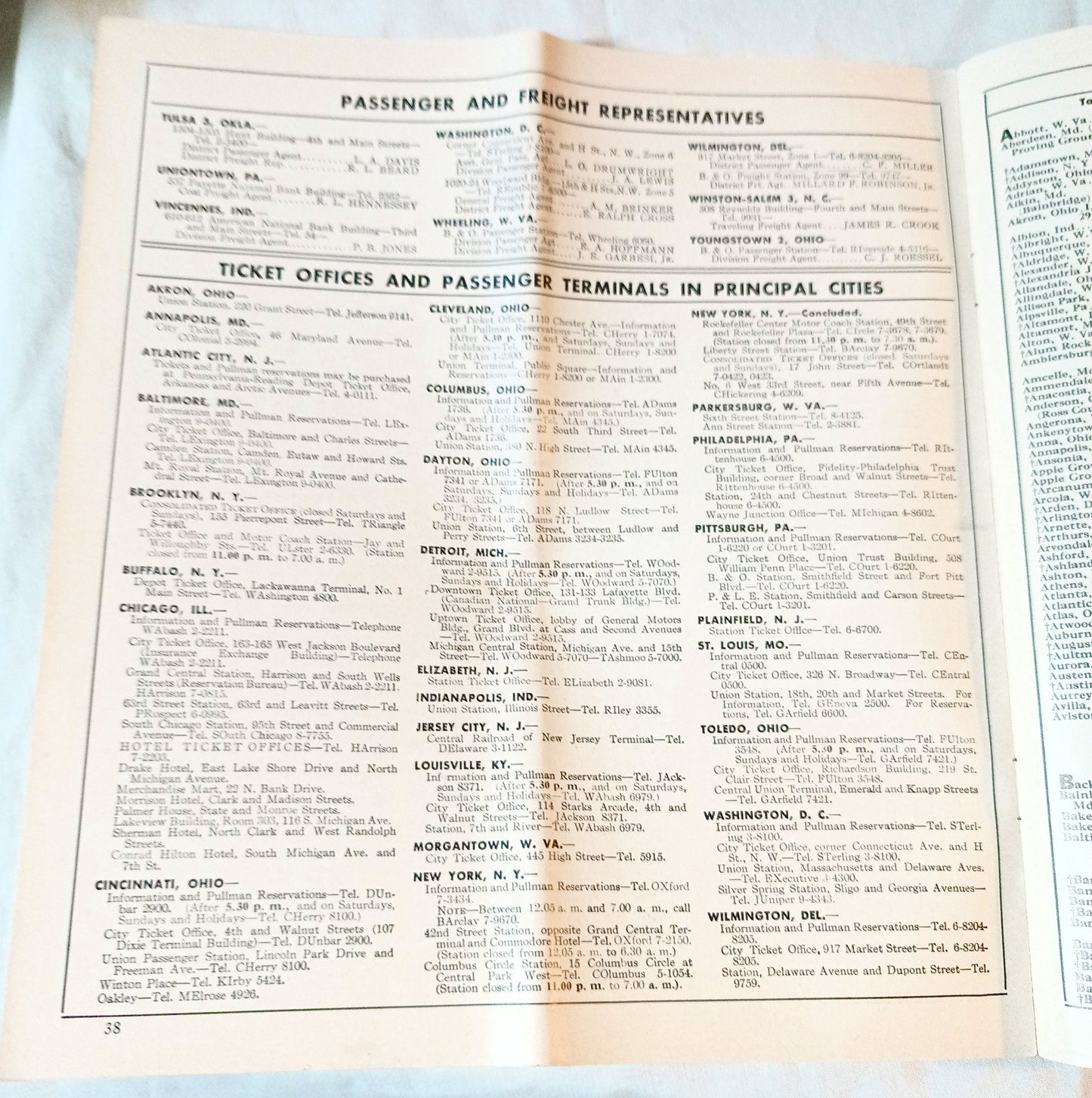 Baltimore & Ohio Railroad B&O Passenger Train System Timetables 1954 - TulipStuff
