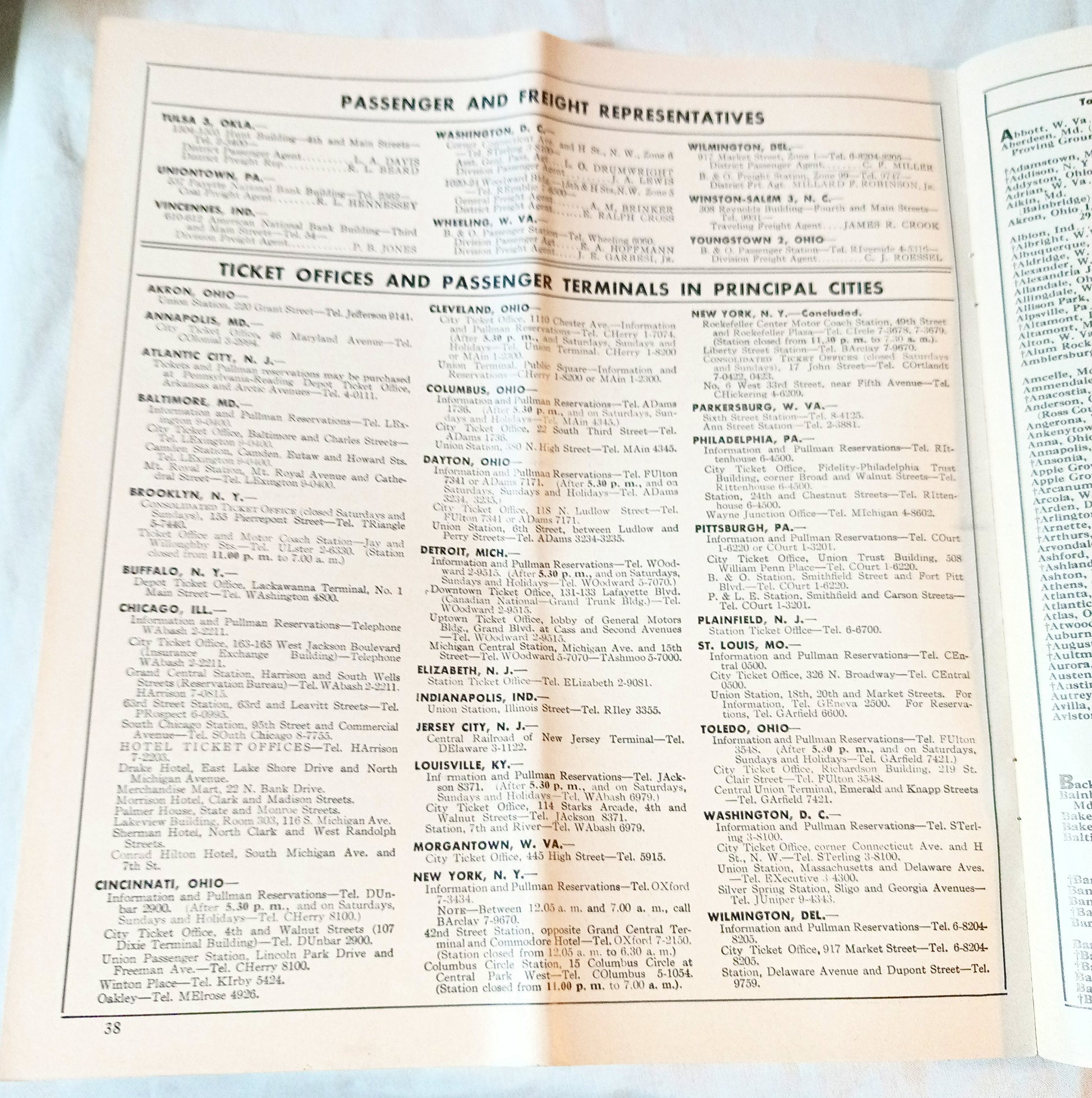 Baltimore & Ohio Railroad B&O Passenger Train System Timetables 1954 - TulipStuff