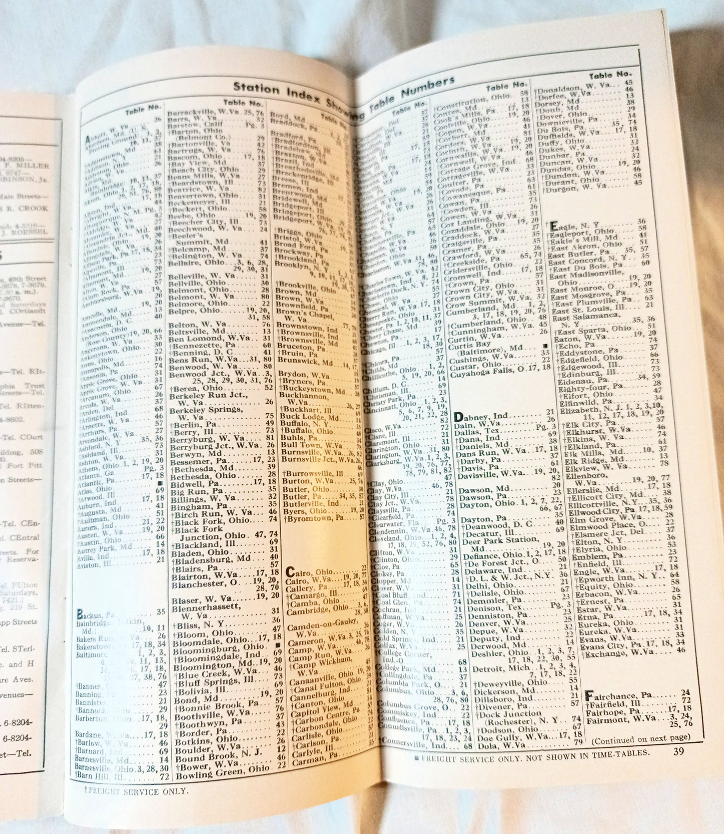 Baltimore & Ohio Railroad B&O Passenger Train System Timetables 1954 - TulipStuff