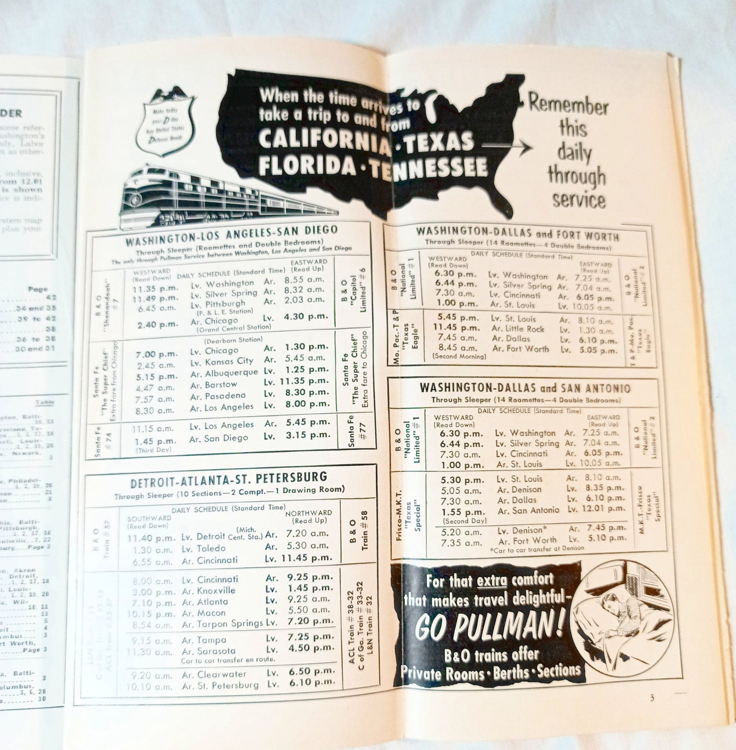 Baltimore & Ohio Railroad B&O Passenger Train System Timetables 1954 - TulipStuff