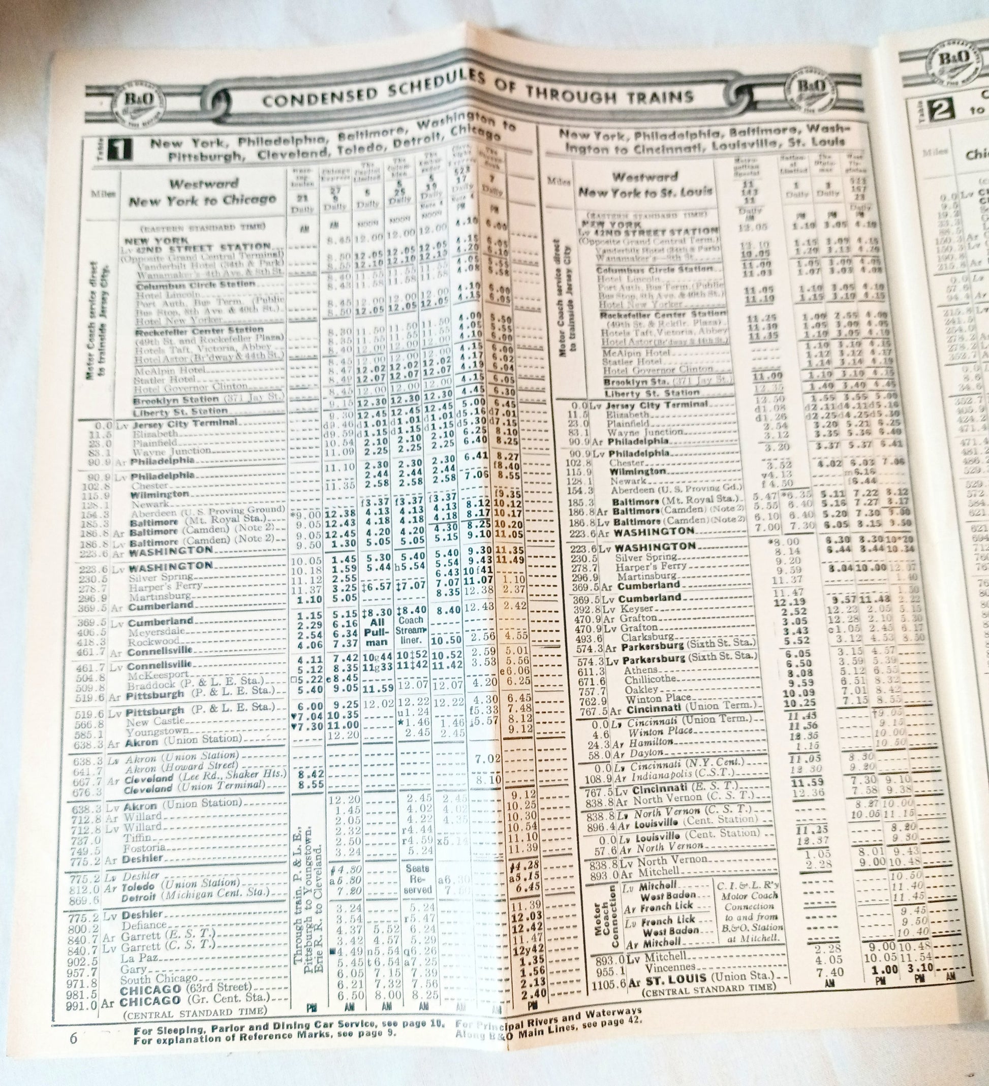 Baltimore & Ohio Railroad B&O Passenger Train System Timetables 1954 - TulipStuff