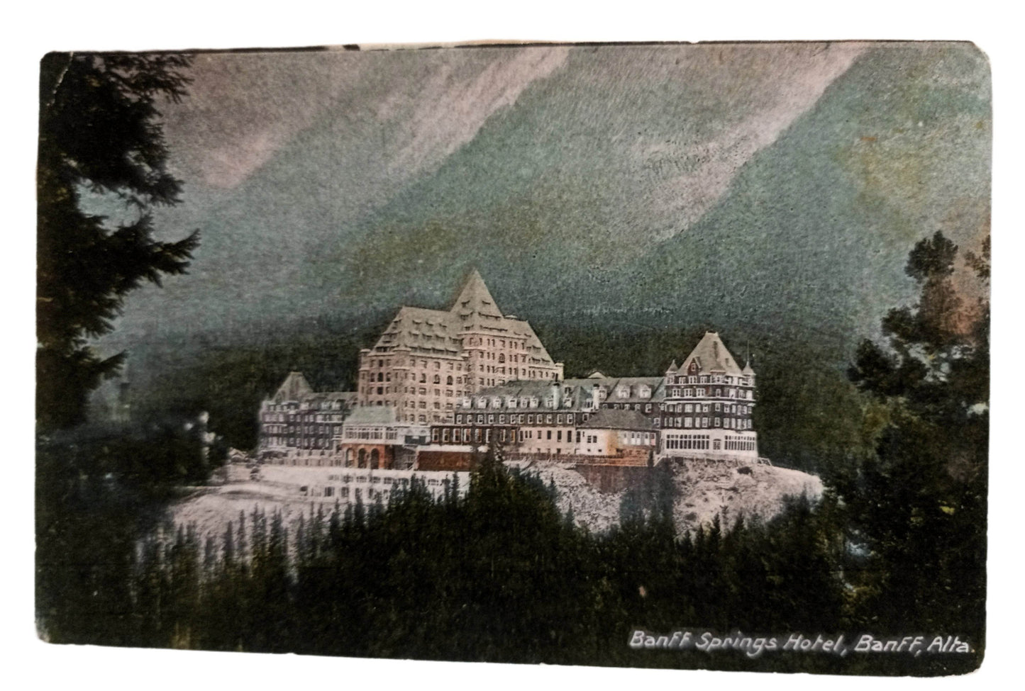 Banff Springs Hotel At Night Banff Alberta Canada 1910's - TulipStuff