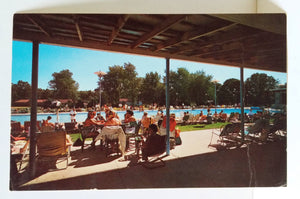 Banner Lodge Pool Moodus East Haddam Connecticut Postcard 1950's - TulipStuff