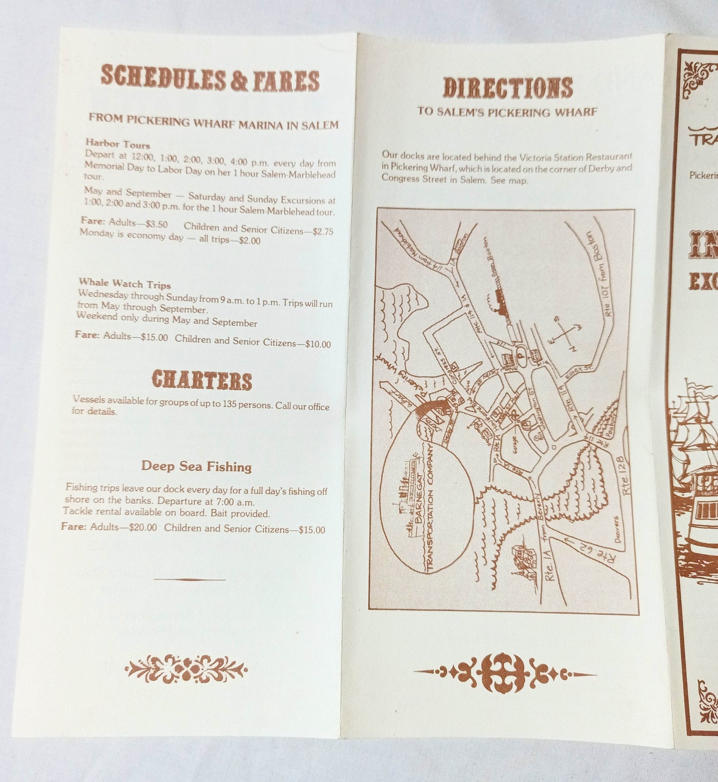 Barnegat Transportation Co Pickering Wharf Salem Whale Watch 1980's - TulipStuff