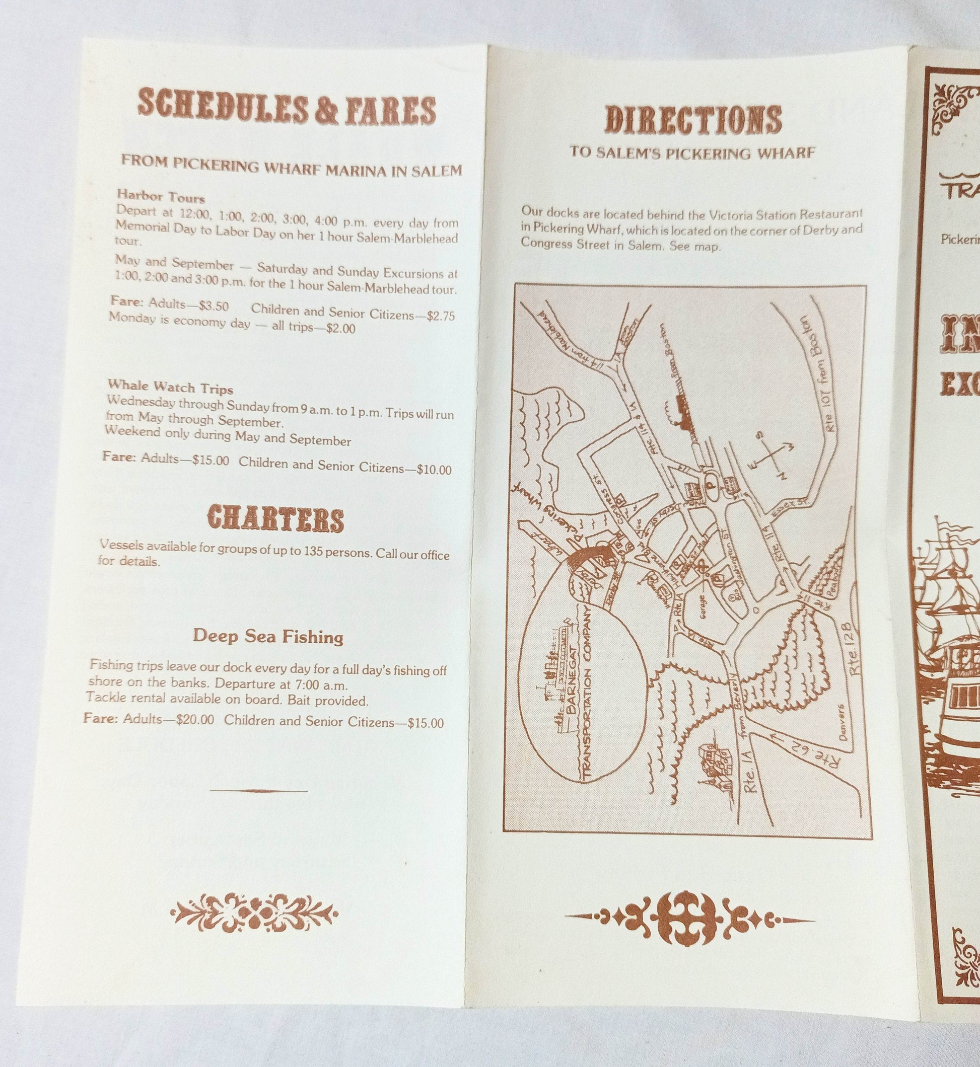 Barnegat Transportation Co Pickering Wharf Salem Whale Watch 1980's - TulipStuff