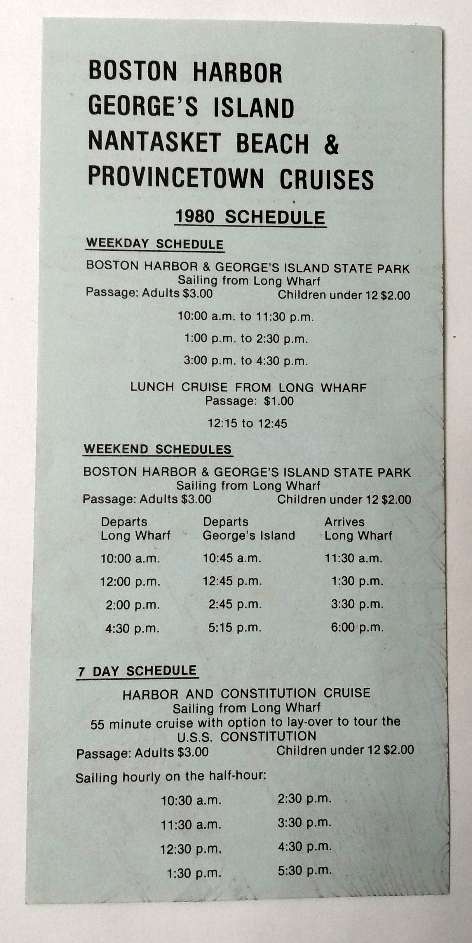 Bay State Spray & Provincetown Steamship Co. 1980 Schedule Brochure - TulipStuff