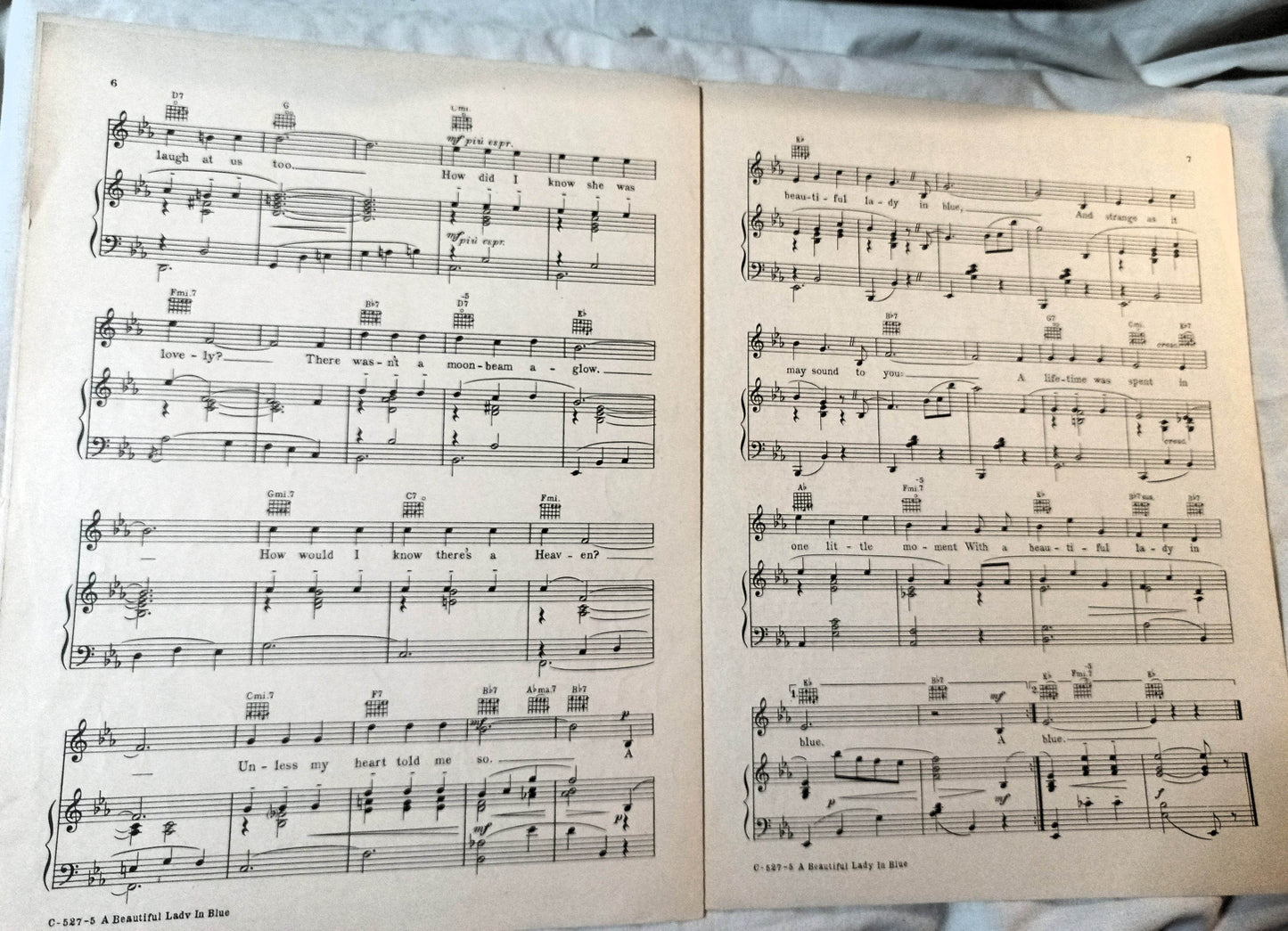 A Beautiful Lady In Blue Sam M Lewis J Fred Coots Sheet Music 1935 - TulipStuff