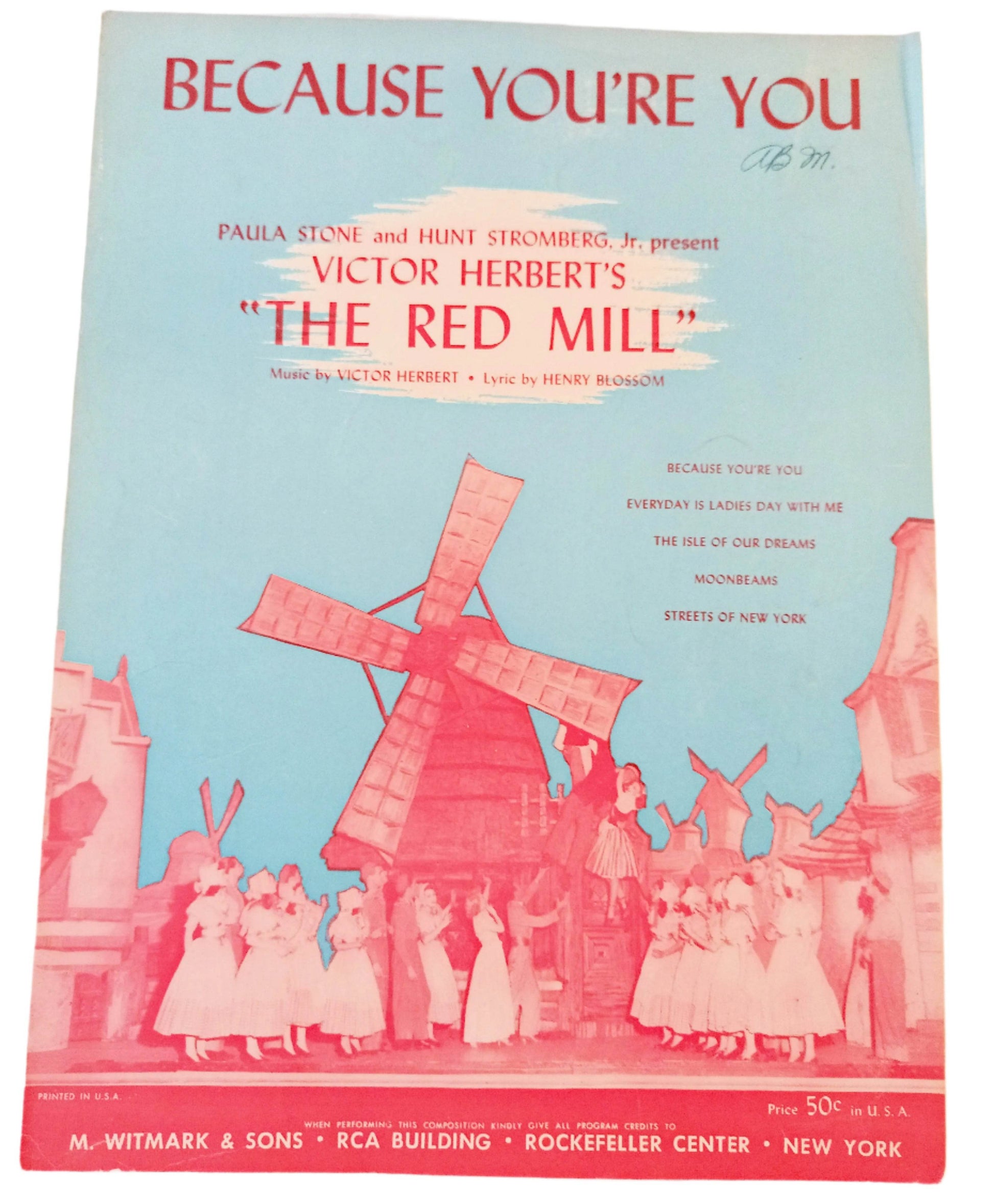 Because You're You The Red Mill Victor Herbert Sheet Music 1945 - TulipStuff