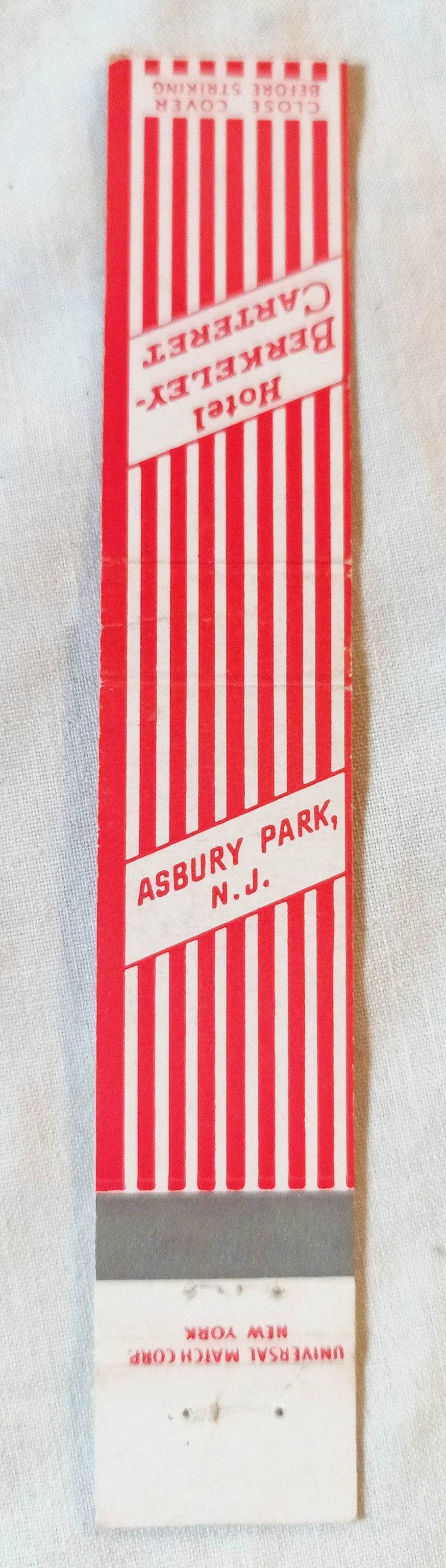 Hotel Berkeley-Carteret Asbury Park NJ Matchbook Cover 1950's - TulipStuff