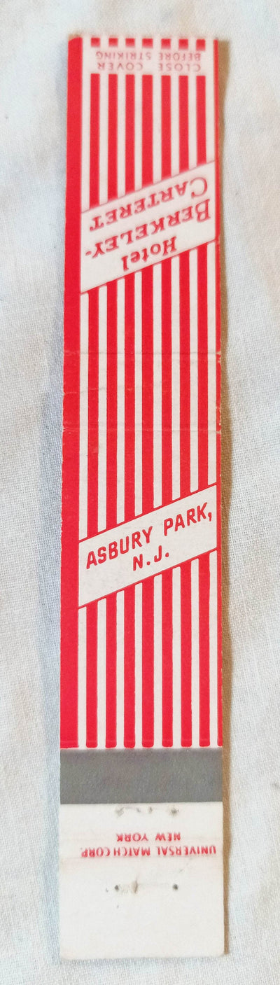 Hotel Berkeley-Carteret Asbury Park NJ Matchbook Cover 1950's - TulipStuff