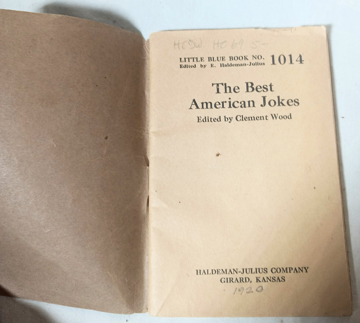 Little Blue Book no. 1014 The Best American Jokes Haldeman-Julius 1926 - TulipStuff