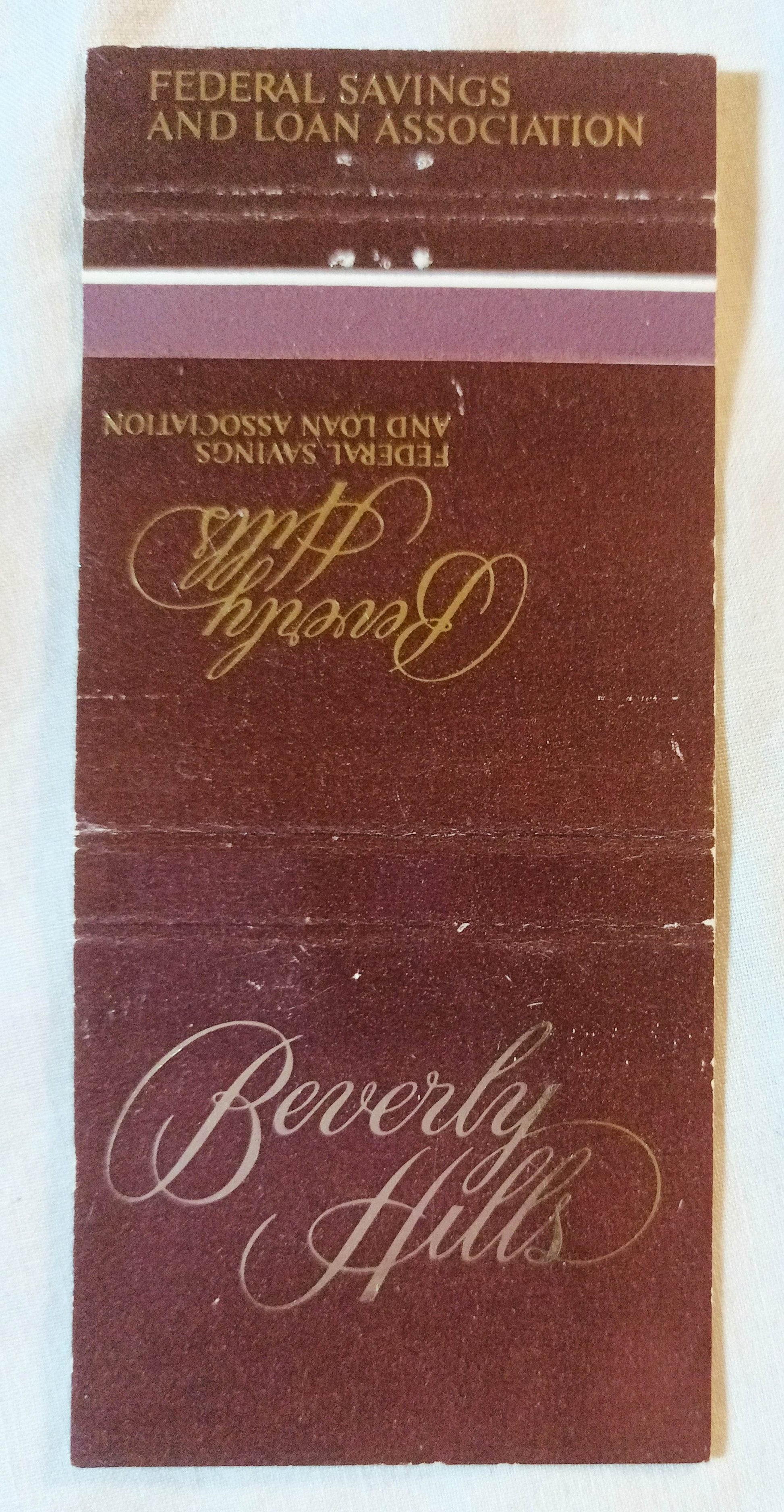 Beverly Hills Federal Savings Matchbook Cover 1970's - TulipStuff