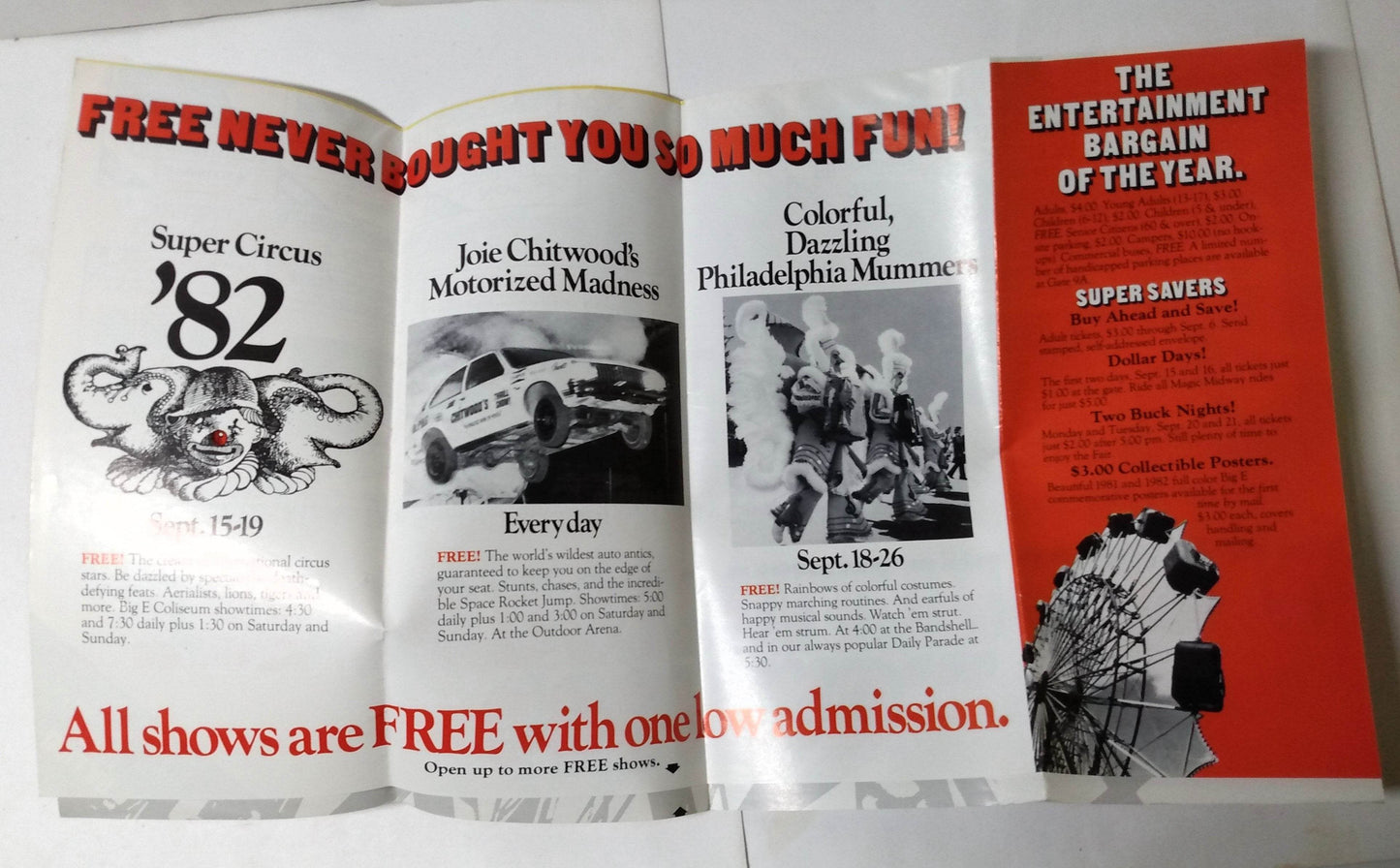 The Big E New England's Great State Fair West Springfield  MA 1982 Brochure - TulipStuff