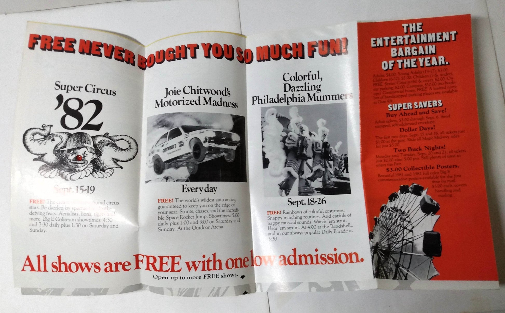 The Big E New England's Great State Fair West Springfield  MA 1982 Brochure - TulipStuff