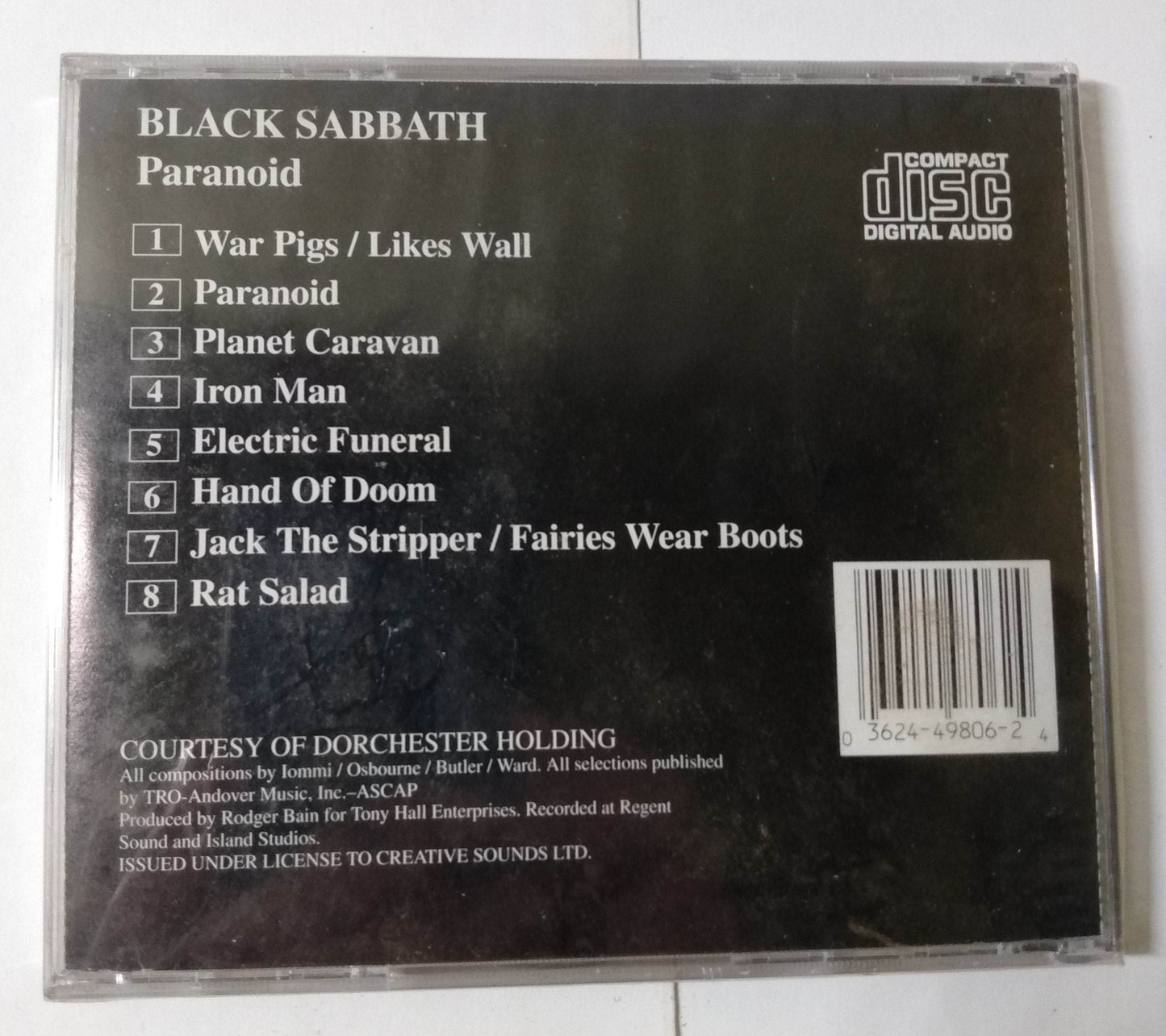 Black Sabbath Paranoid Heavy Metal Album CD Creative Sounds Germany - TulipStuff