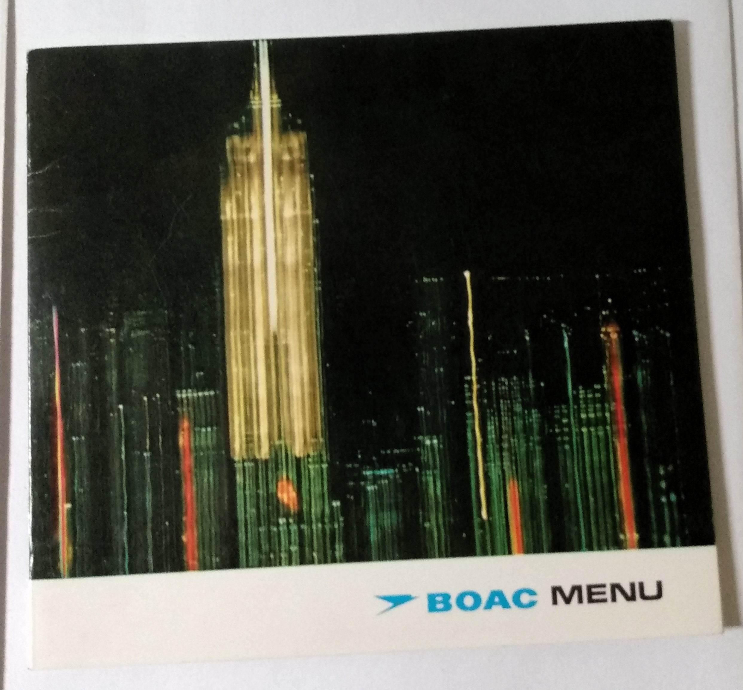 BOAC Lunch Afternoon Tea Menu Early 1970's London Philadelphia Detroit ...